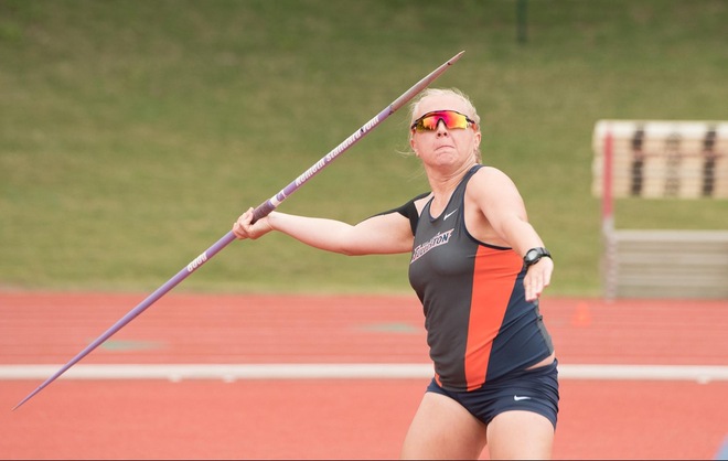 Nicole Clark throwing the javelin