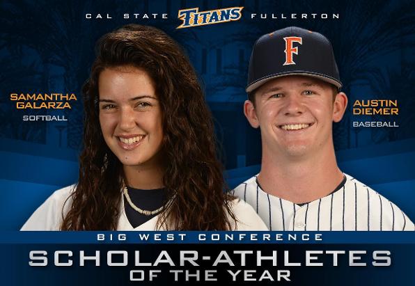 Diemer and Galarza Named Big West Scholar-Athletes of the Year