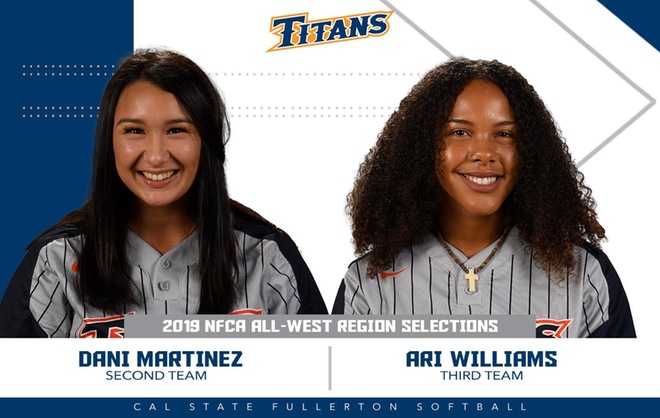 Martinez and Williams Earn NFCA All-West Region Honors