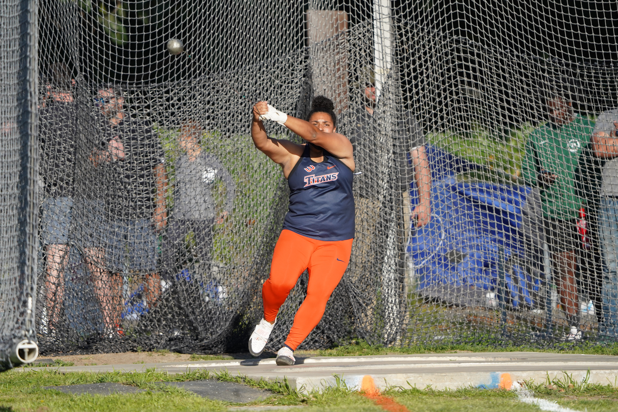Kyliegh Wilkerson throwing Hammer in competition. Photo by Jayce Smith.