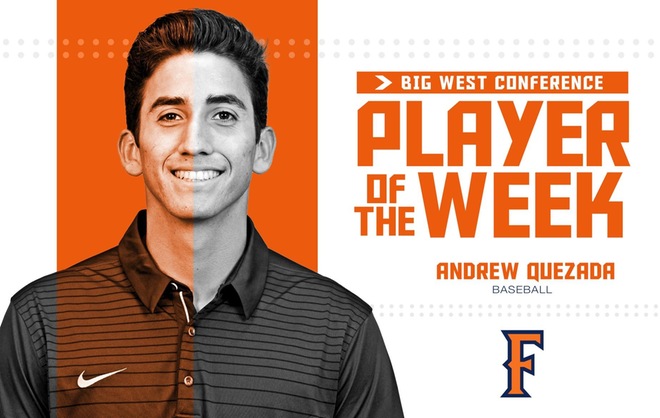 Quezada Earns Big West Pitcher of the Week Honors
